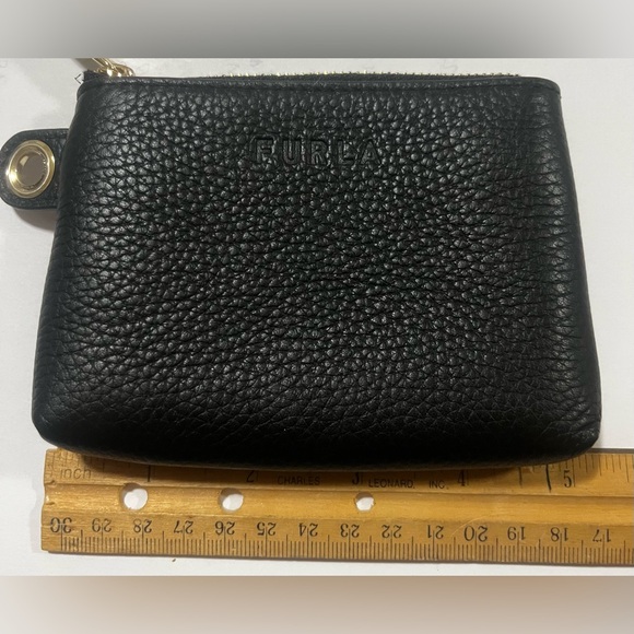 Furla Luna M Textured Black Leather Pouch - Picture 11 of 12